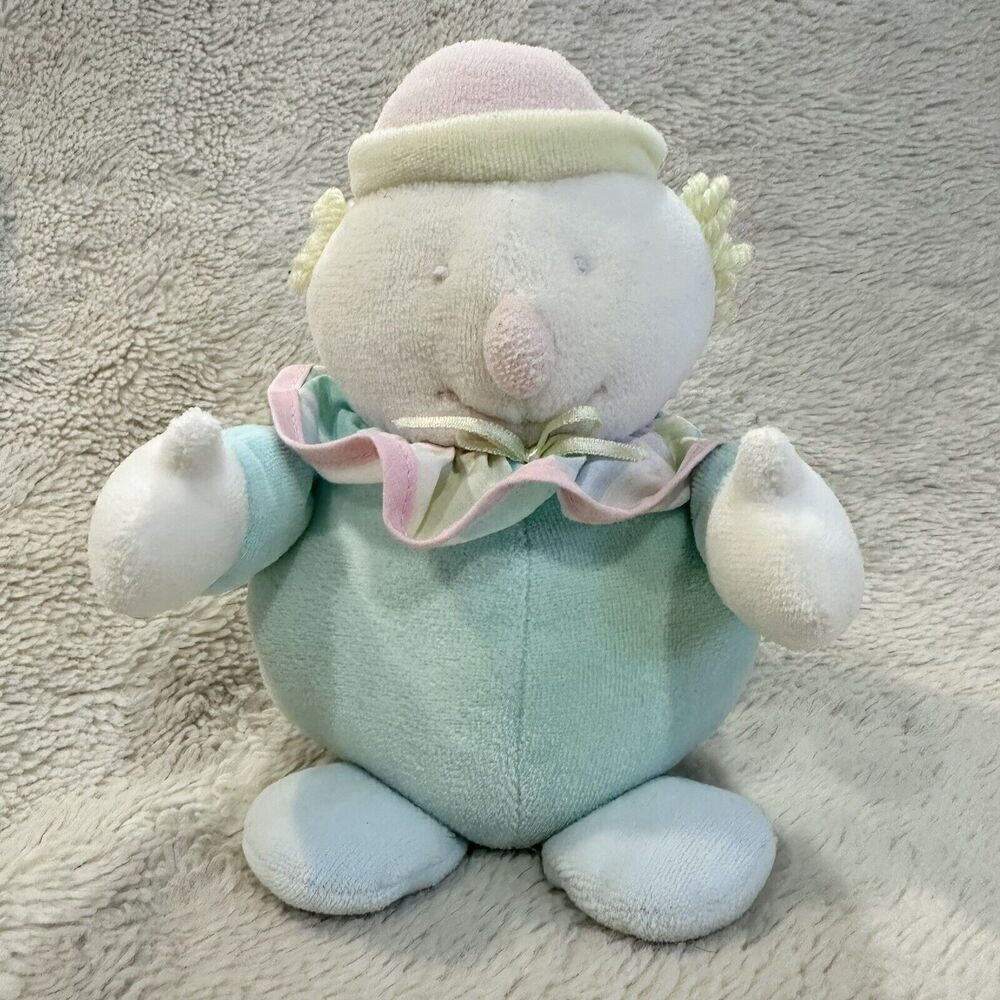 Eden Pastel Clown Plush Chim Rattle Lovey Yellow Bow Hat Baby Toy Stuffed